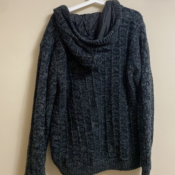 TRIPLE FIVE SOUL MEN INSULATED MOHAIR BLEND HOODED CARDIGAN SWEATER JACKET - Picture 7 of 7